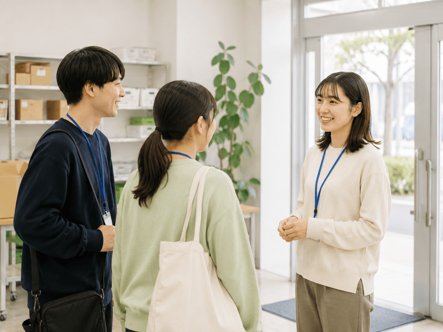 終礼で1日を振り返る様子
